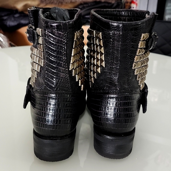 Ash studded reptile texture moto boots - Picture 3 of 8